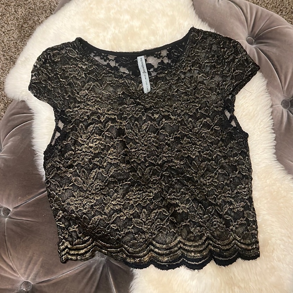 Stradivarius Gold Lace Shirt